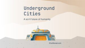 Underground Cities: a Sci-Fi Future of Humanity. Feature illustration of an entrance to a subterranean city